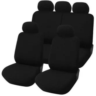   11részes Univerzális fekete pamut üléshuzat szett Légzsákos + 2HELYEN Osztható UL-LA2018 PLUS