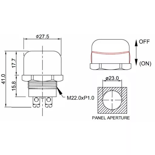 AE Nyomógomb, Vízálló, 20A 12V
