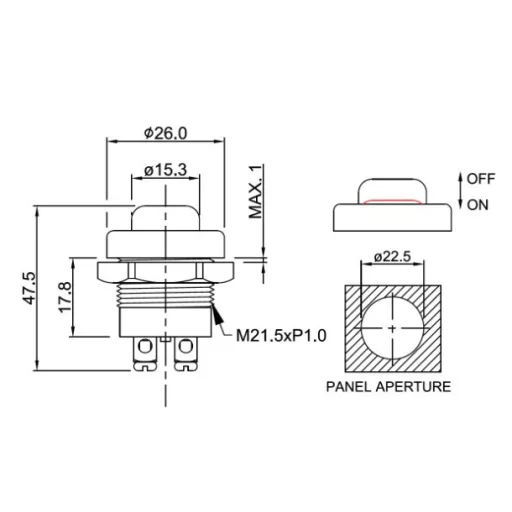 AE Nyomógomb, 20A 12V