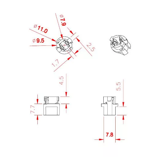 AE T5 Izzófoglalat, Műanyag, 15cm Kábellel