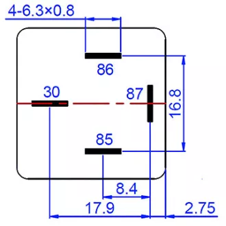 RELÉ 4 LÁBÚ 80A 12V