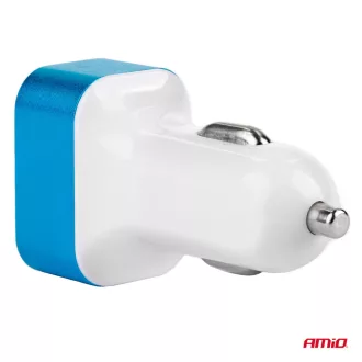 Amio Szívargyújtós USB töltő 2x és Voltmérő