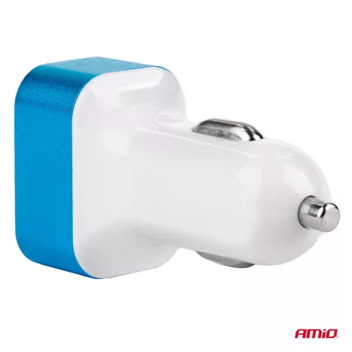Amio Szívargyújtós USB töltő 2x és Voltmérő