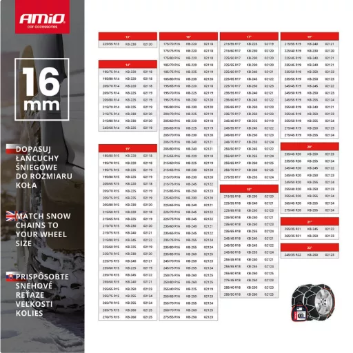 Amio KB-255 16mm-es Hólánc-4x4-es Meghajtású Járművekhez