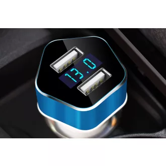   Amio Szivargyújtós Töltő 2 USB-vel és Feszültségmérővel 12/24V 2.4A