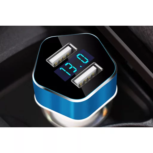 Amio Szivargyújtós Töltő 2 USB-vel és Feszültségmérővel 12/24V 2.4A