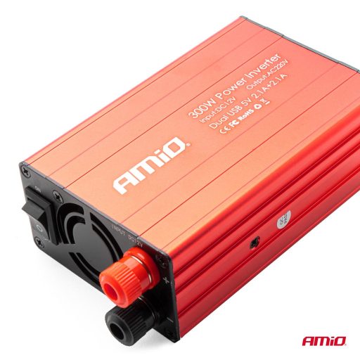 Amio Transzformátor 12-220V 300/600W 2xUSB