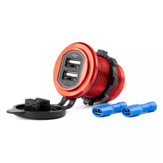   Amio Vízálló Gyorstöltő Alumínium Házban 2 USB 12/24V 3.1A