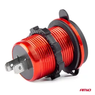   Amio Vízálló Gyorstöltő Alumínium Házban 2 USB 12/24V 3.1A