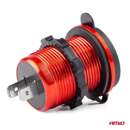 Amio Vízálló Gyorstöltő Alumínium Házban 2 USB 12/24V 3.1A