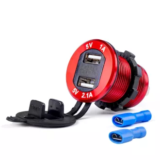   Amio Vízálló Töltő Feszültségmérő 2xUSB 12/24V MOD-11