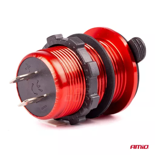 Amio Vízálló Töltő Feszültségmérő 2xUSB 12/24V MOD-11