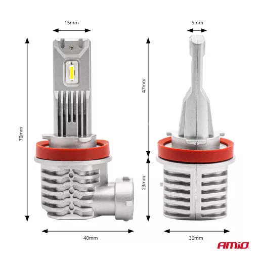 Amio Led Izzó X1 sorozat H8/H9/H11/H16 12V 40W 6500K 2db
