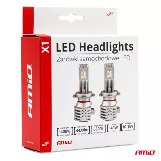   Amio Led Izzó X1 sorozat HB3 9005/HIR1 9011/H10 12V 40W 6500K 2db