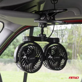 Amio Autós ventilátor rögzítőelemmel 2x4" 24V