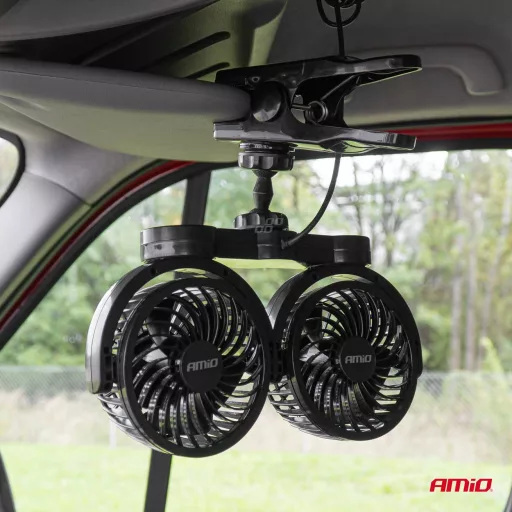 Amio Autós ventilátor rögzítőelemmel 2x4" 24V