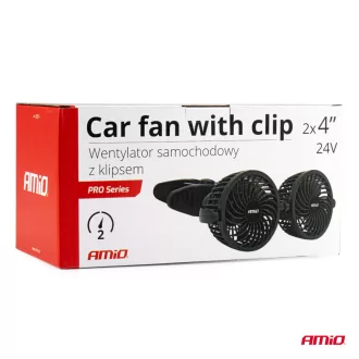 Amio Autós ventilátor rögzítőelemmel 2x4" 24V