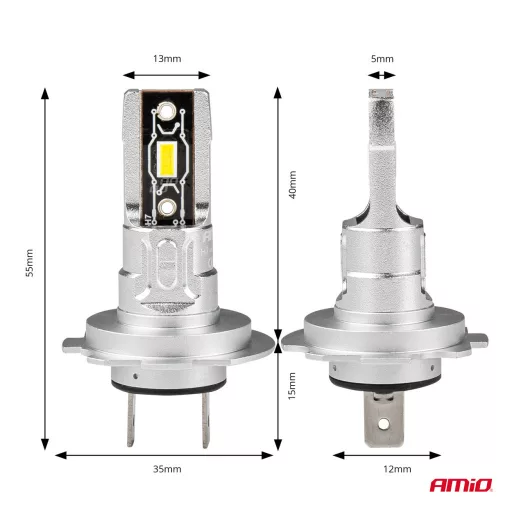 Amio Led Izzók H-Mini Szeria H7/H18 50W 6500K 12V 2db