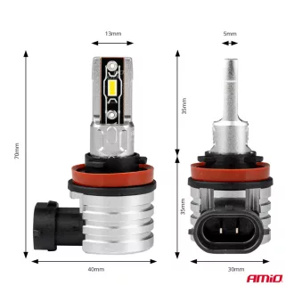 Amio Led Izzó H-Mini Sorozat H8/H9/H11/H16 42W 6500K  2db