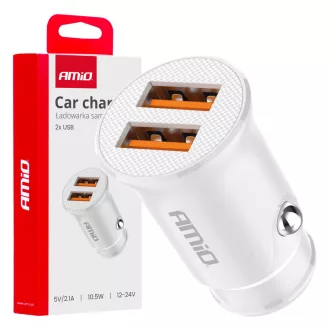 Amio Autós töltő 2x USB-A 2.1A 12/24V