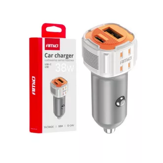 Amio Szivargyújtós Töltő, Usb+Usb C, 38W