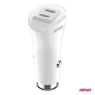   Amio 03884 Szívargyújtórol Üzemelő USB-s Töltő 2xUSB-C 40W 12/24V