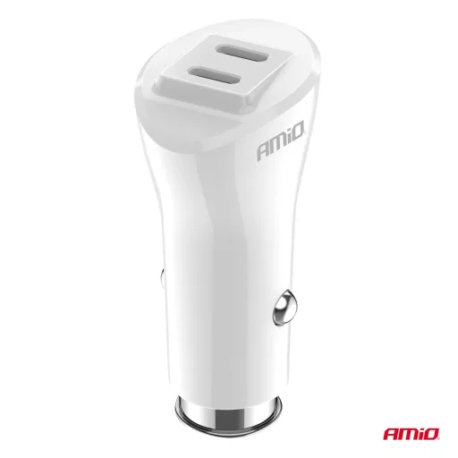 Amio 03884 Szívargyújtórol Üzemelő USB-s Töltő 2xUSB-C 40W 12/24V