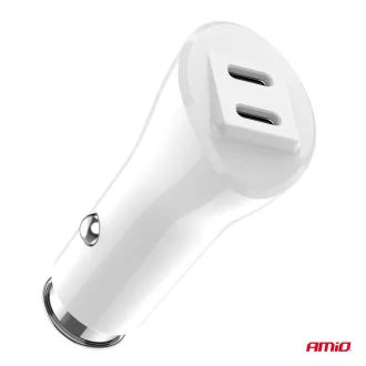   Amio 03884 Szívargyújtórol Üzemelő USB-s Töltő 2xUSB-C 40W 12/24V