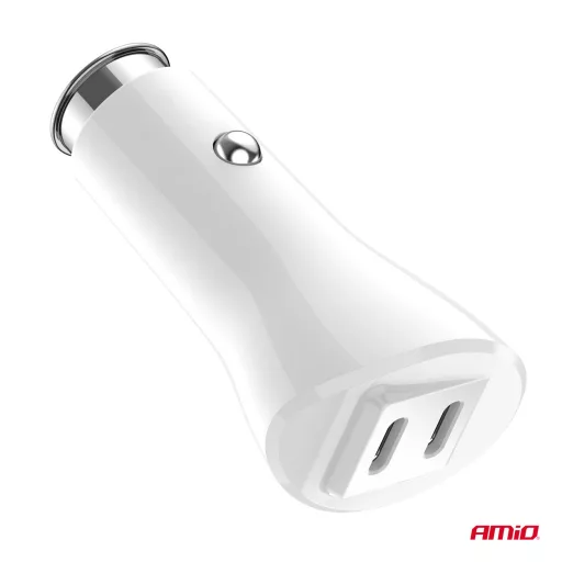 Amio 03884 Szívargyújtórol Üzemelő USB-s Töltő 2xUSB-C 40W 12/24V