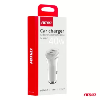   Amio 03884 Szívargyújtórol Üzemelő USB-s Töltő 2xUSB-C 40W 12/24V