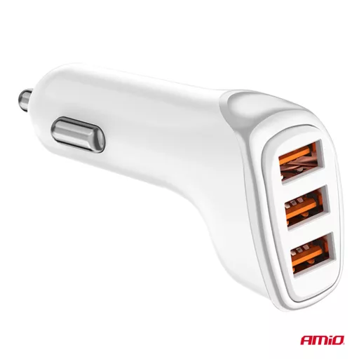 Amio Autós töltő 3x USB-A 3.1A 12/24V