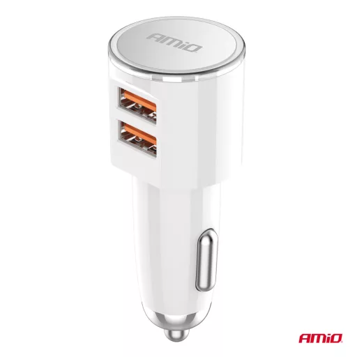 Amio Autós töltő 2x USB-A 3.4A 12/24V