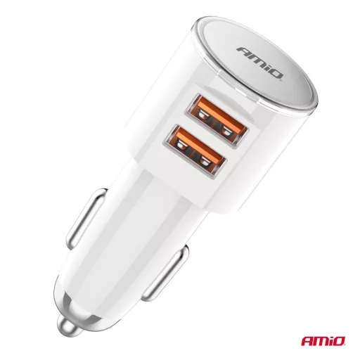 Amio Autós töltő 2x USB-A 3.4A 12/24V