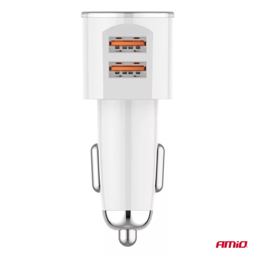 Amio Autós töltő 2x USB-A 3.4A 12/24V