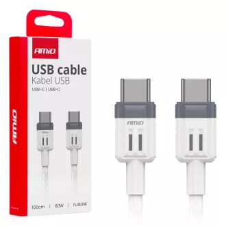 Amio Adatkábel USB-C-USB-C Fehér 100 CM 60W