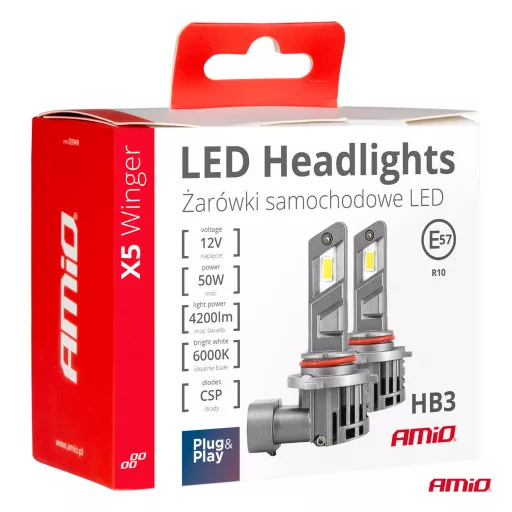 Amio Led Izzó X-5-ös Széria HB3 50W 6000K 12V 2db