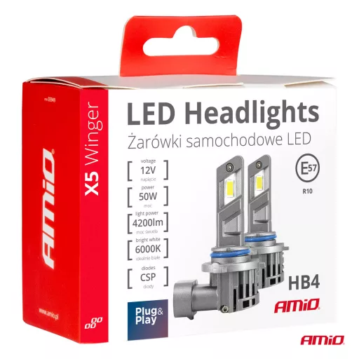 Amio Led Izzó X-5-ös Széria HB4 50W 6000K 12V 2db