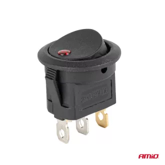 Amio Kapcsoló Leddel Piros, 12V 20A