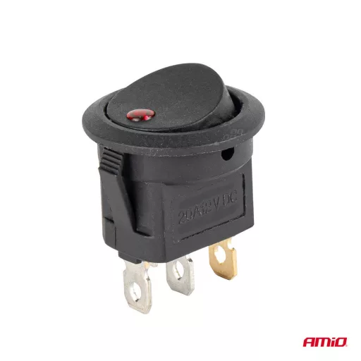 Amio Kapcsoló Leddel Piros, 12V 20A