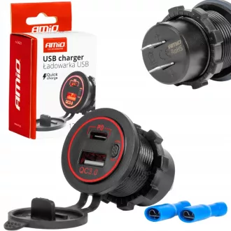 Amio Usb és Usb-C Aljzat, Beépíthető, Vízálló, 12/24V