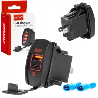 Amio Usb és Usb-C Aljzat, Beépíthető, Vízálló, 12/24V