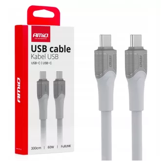Amio Adatkábel Usb C - Usb C, Fehér 3m 60W