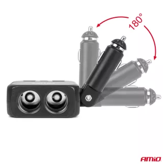   Amio Dupla elosztós töltő 2x USB A 1x USB C 12/24V 100W 180°