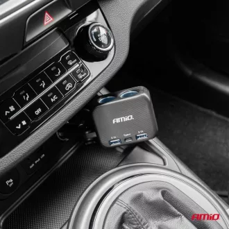   Amio Dupla elosztós töltő 2x USB A 1x USB C 12/24V 100W 180°
