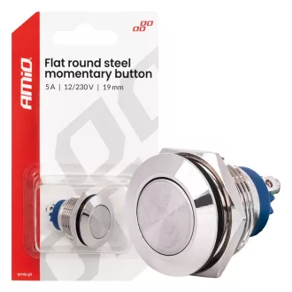 Amio Kapcsoló Nyomógomb 19mm 12-230V 5A