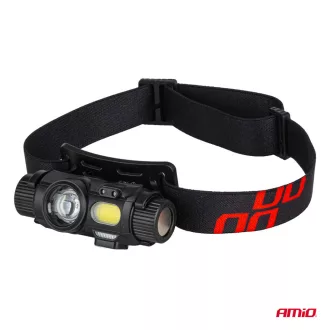 Amio LED fejlámpa XPG+COB 1200mAh (AKKU)