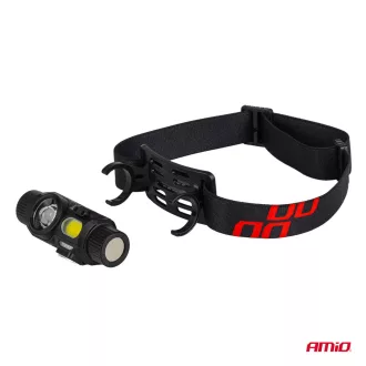 Amio LED fejlámpa XPG+COB 1200mAh (AKKU)
