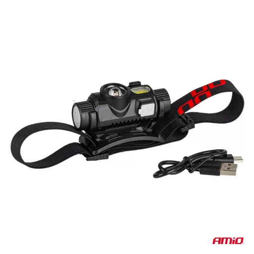 Amio LED fejlámpa XPG+COB 1200mAh (AKKU)