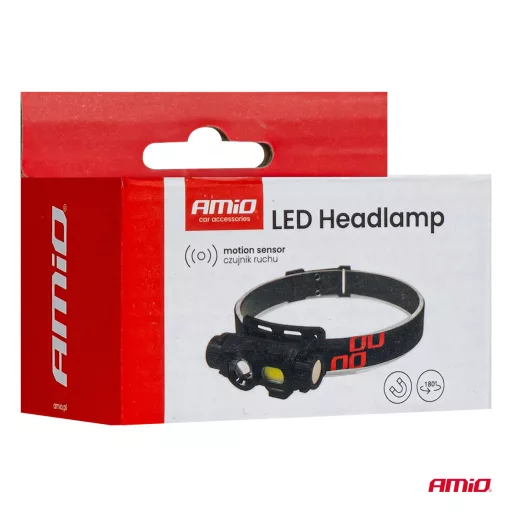 Amio LED fejlámpa XPG+COB 1200mAh (AKKU)