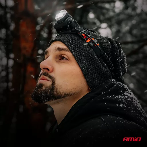 Amio LED-es fejlámpa T6 3600mAh - Tölthető